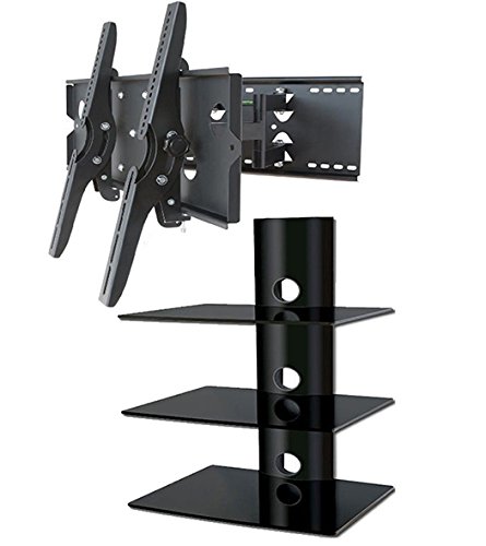 2xhome-NEW-TV-Wall-Mount-Bracket-Dual-Arm-Triple-Shelf-Package-Secure-Low-Profile-Cantilever-LED-LCD-Plasma-Smart-3D-WiFi-Flat-Panel-Screen-Monitor-Moniter-Display-Large-Displays-Long-Swing-Out-Dual-D-0