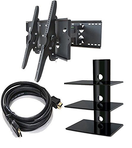 2xhome-NEW-TV-Wall-Mount-Bracket-Dual-ArmHDMI-Cable-Triple-3-Shelf-Package-Secure-Cantilever-LED-LCD-Plasma-Smart-3D-WiFi-Flat-Panel-Screen-Monitor-Moniter-Display-Large-Displays-Long-Swing-Out-Dual-D-0