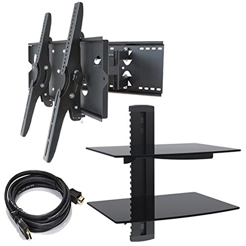 2xhome-NEW-TV-Wall-Mount-Bracket-Dual-ArmHDMI-Cable-Two-2-Double-Shelf-Package-Secure-Cantilever-LED-LCD-Plasma-Smart-3D-WiFi-Flat-Panel-Screen-Monitor-Moniter-Display-Large-Displays-Long-Swing-Out-Du-0