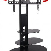 2xhome-TV-Stand-with-Shelves-Tempered-Glass-Shelf-Shelving-System-Combo-Unit-Rack-Tower-Base-Black-Two-2-Tier-Double-Tinted-Smoke-Colored-Glass-Coloured-Color-Integrated-TV-Mount-Mounted-Mounting-Brac-0