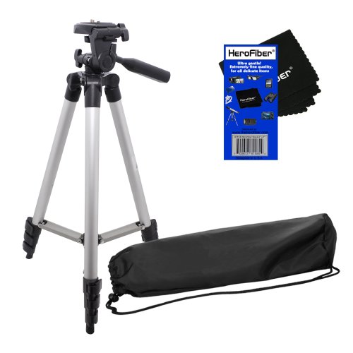 50-Light-Weight-Aluminum-PhotoVideo-Tripod-Carrying-Case-for-Canon-Nikon-Sony-Olympus-Pentax-Samsung-Panasonic-Kodak-Fujifilm-Digital-Cameras-Camcorders-w-HeroFiber-Ultra-Gentle-Cleaning-Cloth-0