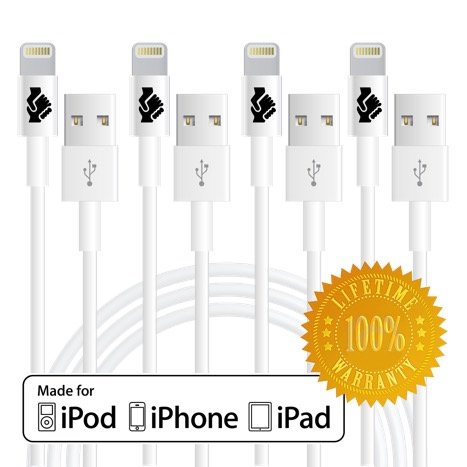 Apple-MFi-Certified-iPhone-6-Cord-Charger-Lightning-Connector-Cable-by-Trusted-Cables-4-Pack-8-Pin-to-USB-Cable-3ft-1m-for-iPhone-6-6Plus-5s-5c-5-iPad-Air-Air2-Mini-Mini2-iPad-4th-Gen-iPod-Touch-5th-g-0