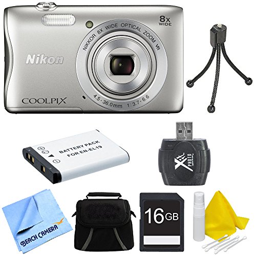 COOLPIX-S3700-201MP-27-LCD-Digital-Camera-with-720p-HD-Video-Silver-Kit-Includes-camera-memory-card-Deluxe-Gadget-Bag-battery-USB-Card-reader-3pc-cleaning-kit-mini-tripod-and-micro-fiber-cloth-0