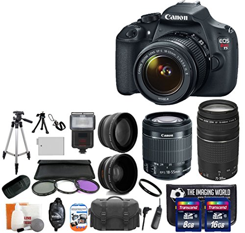 Canon-EOS-Rebel-T5-180-MP-CMOS-Digital-Camera-SLR-Kit-With-Canon-EF-S-18-55mm-IS-II-Canon-75-300mm-III-Lens-Wide-Angle-Lens-Telephoto-Lens-8GB-and-16GB-Card-Card-Reader-Case-Battery-Flash-Tripod-Remot-0