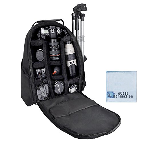 Deluxe-Digital-Camera-Video-Padded-Backpack-For-Nikon-Canon-Sony-Pentax-DSLR-Cameras-Nikon-D300-D300S-D3000-D3100-D3200-D3300-D5000-D5100-D5200-D5300-Many-More-SLR-DSLR-Cameras-eCost-Microfiber-Cloth-0
