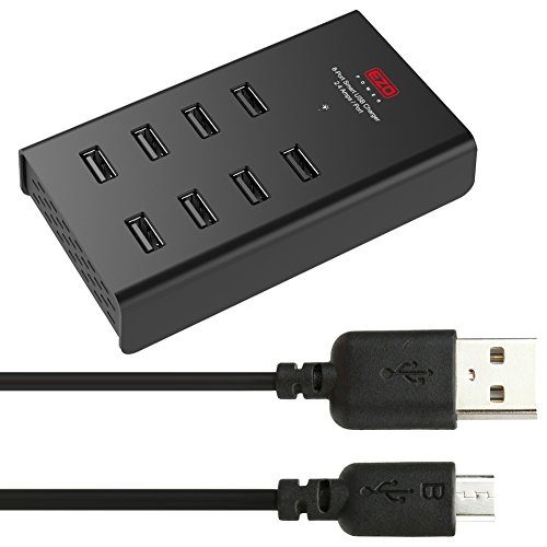 EZOPower-96W-8-Port-Smart-USB-Charger-with-Auto-Detect-Fast-Charging-24A-Ports-USB-Cable-for-LG-Optimus-F60-Tribute-Transpyre-G3-Vigor-G-Vista-G3-Volt-Optimus-L70-Zone-2-F3Q-and-more-Cable-6Feet-Black-0