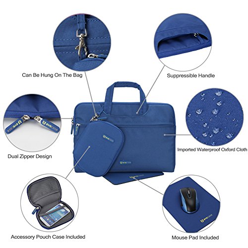 Evecase-11-116inch-WaterProof-Extra-Fluffy-Padded-interior-Laptop-Chromebook-Ultrabook-Carrying-Bag-with-Handle-Mouse-Pad-and-Matching-Accessories-Pouch-Case-Blue-0-1