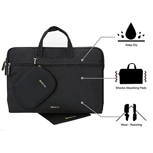 Evecase-Dual-Layer-Ultra-Soft-Padded-15-to-156-Inch-Sleeve-Case-Carrying-Briefcase-with-Handle-Accessories-Bag-and-Mouse-Pad-Black-0-3