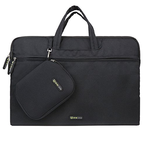 Evecase-Dual-Layer-Ultra-Soft-Padded-15-to-156-Inch-Sleeve-Case-Carrying-Briefcase-with-Handle-Accessories-Bag-and-Mouse-Pad-Black-0