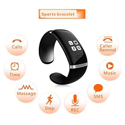 Excelvan-Newest-L12S-OLED-Smart-Vibrating-Bracelet-and-Sports-Pedometer-Bluetooth-Watch-with-Call-ID-Display-Answer-Dial-SMS-Sync-Music-Player-Anti-lost-for-Samsung-HTC-More-Android-Smartphones-Black-0-1