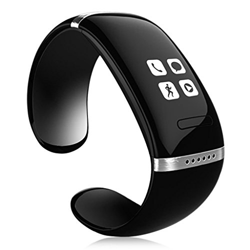 Excelvan-Newest-L12S-OLED-Smart-Vibrating-Bracelet-and-Sports-Pedometer-Bluetooth-Watch-with-Call-ID-Display-Answer-Dial-SMS-Sync-Music-Player-Anti-lost-for-Samsung-HTC-More-Android-Smartphones-Black-0