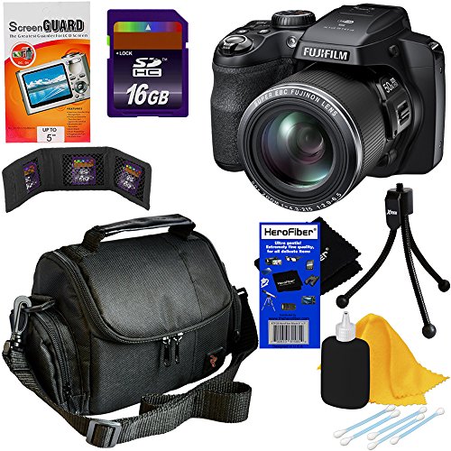 Fujifilm-FinePix-S9400W-162-MP-Digital-Camera-with-50x-Optical-Image-Stabilized-Zoom-and-Full-HD-1080i-Videos-Black-7pc-Bundle-16GB-Accessory-Kit-w-HeroFiber-Ultra-Gentle-Cleaning-Cloth-0