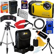 Fujifilm-FinePix-XP70-Waterproof-Shockproof-16-MP-Wi-Fi-Digital-Camera-with-5x-Optical-Zoom-and-Full-HD-1080p-Video-Yellow-NP-45A-Battery-ACDC-Battery-Charger-11pc-Bundle-32GB-Deluxe-Accessory-Kit-w-H-0