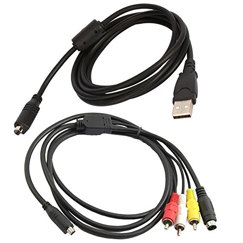 FullLove-Files-Data-Transfer-USB-Cable-Charging-Cord-S-Video-to-RCA-Video-Connector-AV-Cable-for-Sony-Dcr-Sr40e-Digital-Camera-Black-0