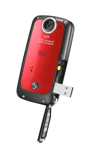 GE-DVX-WaterproofShockproof-1080P-Pocket-Video-Camera-Velvet-Red-with-2GB-SD-Card-0-1