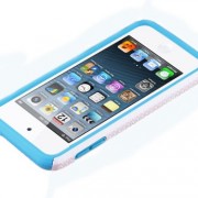 KobwaTM-Zebra-PC-Silicone-Fusion-Dual-Layer-Hybrid-Case-Cover-for-Apple-iPodTouch5WhiteLight-Blue-With-Keyring-0-0