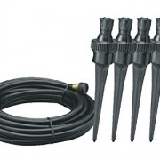 Nelson-50180-Simple-Soaker-Flower-Watering-Sprinkler-with-50-Foot-Tubing-Five-Nozzles-with-Plastic-Spikes-Risers-End-Plug-Set-and-Deflectors-0