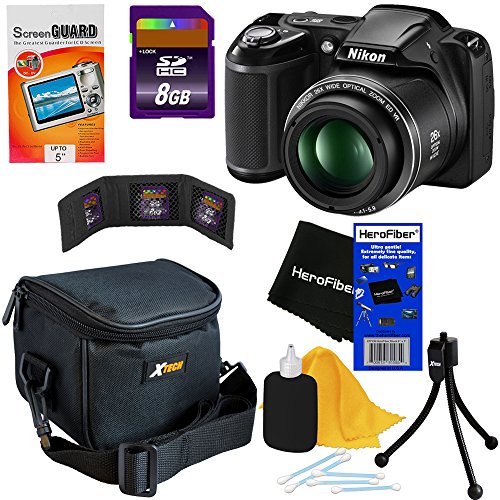 Nikon-COOLPIX-L330-202-MP-Digital-Camera-with-26x-Zoom-NIKKOR-Lens-Full-HD-720p-Video-Recording-Black-Import-7pc-Bundle-8GB-Accessory-Kit-w-HeroFiber-Ultra-Gentle-Cleaning-Cloth-0