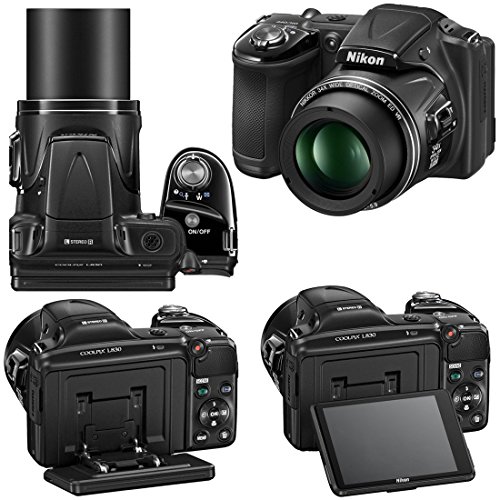 Nikon-COOLPIX-L830-16-MP-CMOS-Digital-Camera-with-34x-Zoom-NIKKOR-Lens-HD-Video-Tiltable-3-LCD-Black-Import-4-AA-High-Capacity-Batteries-with-Quick-Charger-10pc-Bundle-32GB-Deluxe-Accessory-Kit-w-Hero-0-0