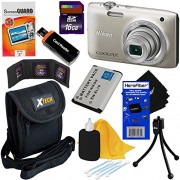 Nikon-Coolpix-S2800-201-MP-Point-and-Shoot-Digital-Camera-with-5x-Optical-Zoom-and-720p-HD-Video-Silver-Import-EN-EL19-Battery-8pc-Bundle-16GB-Accessory-Kit-w-HeroFiber-Ultra-Gentle-Cleaning-Cloth-0