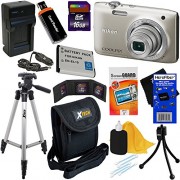 Nikon-Coolpix-S2800-201-MP-Point-and-Shoot-Digital-Camera-with-5x-Optical-Zoom-and-720p-HD-Video-Silver-Import-EN-EL19-Battery-ACDC-Battery-Charger-9pc-Bundle-16GB-Deluxe-Accessory-Kit-w-HeroFiber-Ult-0