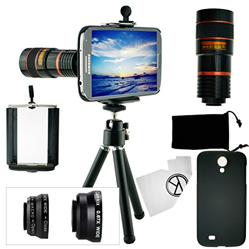 Samsung-Galaxy-S4-Camera-Lens-Kit-including-8x-Telephoto-Lens-Fisheye-Lens-Macro-Lens-Wide-Angle-Lens-Mini-Tripod-Universal-Phone-Holder-Hard-Case-for-Samsung-Galaxy-S4-i9500-Velvet-Phone-Bag-CamKix-M-0