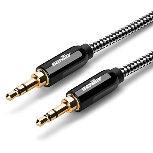 Sentey-Audio-Cable-35mm-Braided-Stereo-Audiophile-Grade-Sentey-10-Meter-3ft-Male-to-Male-Black-Cable-Audio-Premium-Metal-Stereo-Audio-Cable-Connector-and-Shell-Premium-35mm-Gold-Connectors-Car-Audio-C-0