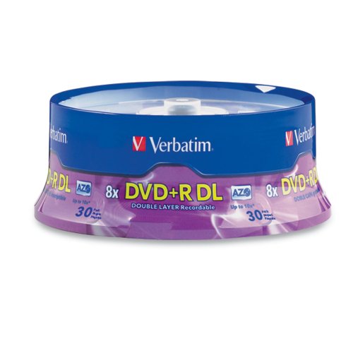 Verbatim-DVD-R-DL-AZO-85-GB-8x-10x-Branded-Double-Layer-Recordable-Disc-30-Disc-Spindle-96542-0