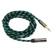 iKross-6-Feet-Braided-Sleeve-jacket-35mm-Male-To-35mm-Female-Extension-Stereo-Audio-Cable-Black-Green-0