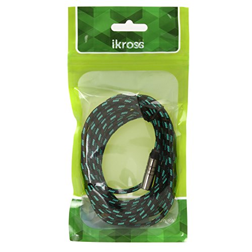 iKross-Black-Metallic-In-Ear-35mm-Noise-Isolation-Stereo-Earbuds-with-Mic-Extension-Cable-for-Apple-iPhone-6-Plus-6-iPhone-5S-5C-5-Smartphone-Cellphone-Tablets-and-MP3-Players-Cable-Black-Green-10ft-0-4