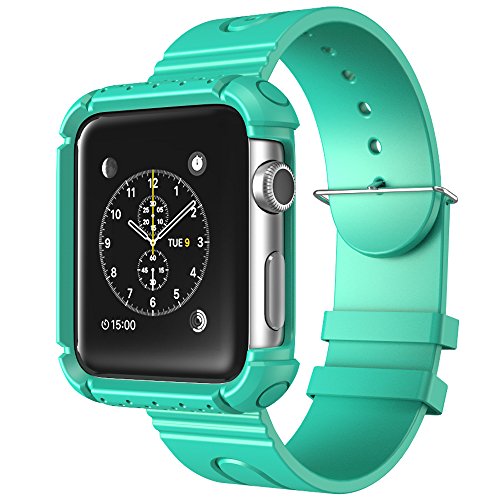 Apple-Watch-Case-i-Blason-Rugged-Protective-Case-with-Strap-Bands-for-Apple-Watch-Watch-Sport-Watch-Edition-2015-Release-2015-38-mm-Green-0