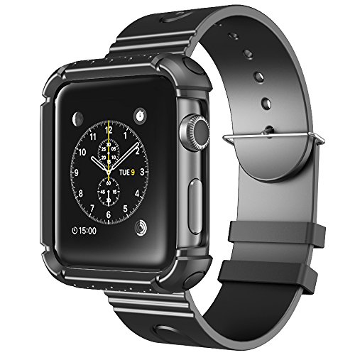 Apple-Watch-Case-i-Blason-Rugged-Protective-Case-with-Strap-Bands-for-Apple-Watch-Watch-Sport-Watch-Edition-2015-Release-2015-42-mm-Black-0