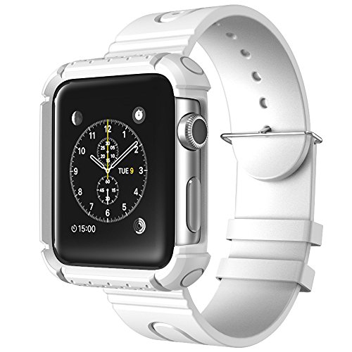 Apple-Watch-Case-i-Blason-Rugged-Protective-Case-with-Strap-Bands-for-Apple-Watch-Watch-Sport-Watch-Edition-2015-Release-2015-42-mm-White-0