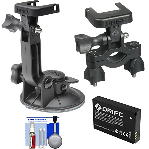Drift-Innovation-Suction-Cup-Mount-with-Handlebar-Bike-Mount-Battery-Accessory-Kit-for-HD-Ghost-Ghost-S-Action-Camcorders-0