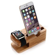 Iselector-Apple-Watch-Stand-Bamboo-Charging-Dock-Station-Bracket-Cradle-Holder-for-Apple-Watch38mm-and-42-mm-iPhone-6-6-plus-5S-5C-5Charger-Cable-NOT-Included-0