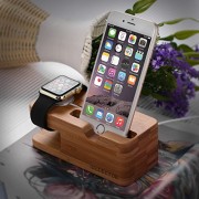 Iselector-Apple-Watch-Stand-Bamboo-Charging-Dock-Station-Bracket-Cradle-Holder-for-Apple-Watch38mm-and-42-mm-iPhone-6-6-plus-5S-5C-5Charger-Cable-NOT-Included-0-3