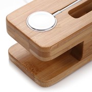 Iselector-Apple-Watch-Stand-Bamboo-Charging-Dock-Station-Bracket-Cradle-Holder-for-Apple-Watch38mm-and-42-mm-iPhone-6-6-plus-5S-5C-5Charger-Cable-NOT-Included-0-4