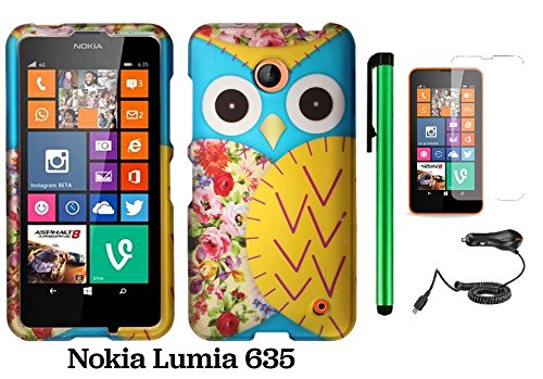 Nokia-Lumia-635-Premium-Pretty-Design-Protector-Hard-Cover-Case-US-Carrier-T-Mobile-MetroPCS-and-ATT-Screen-Protector-Film-Car-Charger-1-of-New-Assorted-Color-Metal-Stylus-Touch-Screen-Pen-Blue-Floral-0