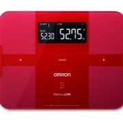 Omron-body-composition-monitor-with-total-body-fat-Body-scan-HBF-252F-R-Red-scales-0