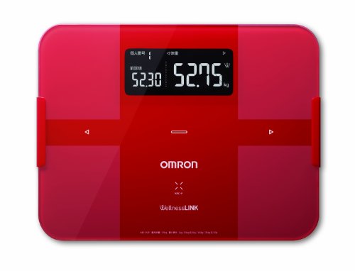 Omron-body-composition-monitor-with-total-body-fat-Body-scan-HBF-252F-R-Red-scales-0