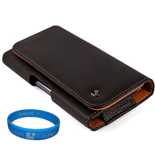 Premium-Faux-Leather-Executive-Holster-Case-LEA066-for-OnePlus-Two-2-OnePlus-One-Smart-Phone-SumacLife-TM-Wisdom-Courage-Wristband-0