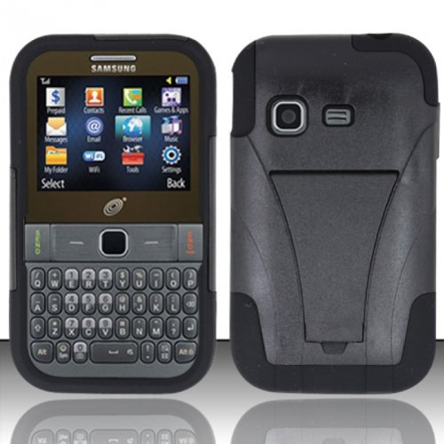 Samsung-S390g-StraightTalkNet-10Tracfone-HYBRID-Dual-Heavy-Duty-Hard-Case-and-Soft-Silicone-Skin-Cover-w-Kickstand-Black-HYB-0