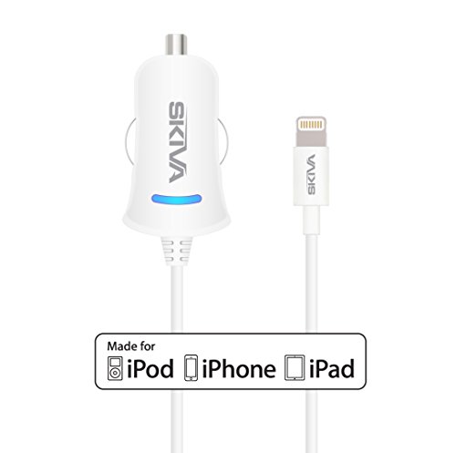 Skiva-AC106-PowerFlow-Lightning-Fire-C-1-Rapid-Car-Charger-with-32-Feet-Integrated-8-Pin-Lightning-Cable-for-iPhone-6-6Plus-5S-5C-iPad-Air2-mini3-and-iPod-White-0