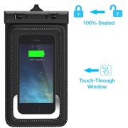TETHYS-Waterproof-Case-for-Apple-iPhone-6-5S-5C-5-Samsung-Galaxy-S6-and-S6-Edge-S5-S4-Black-Universal-Ultrapouch-Waterproof-Pouch-with-Touch-Responsive-Front-and-Back-Transparent-Screen-Protector-Wind-0-0