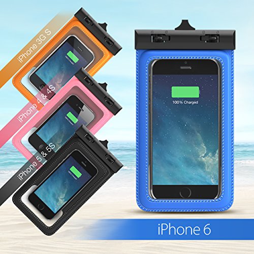 TETHYS-Waterproof-Case-for-Apple-iPhone-6-5S-5C-5-Samsung-Galaxy-S6-and-S6-Edge-S5-S4-Black-Universal-Ultrapouch-Waterproof-Pouch-with-Touch-Responsive-Front-and-Back-Transparent-Screen-Protector-Wind-0-2