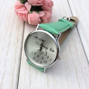 U-beauty-Unisex-Men-Women-Lady-Girls-im-already-late-Leather-Strap-Watches-Quartz-Wristwatch-Mint-Green-0-0