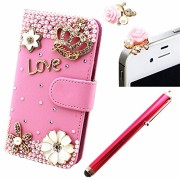 Vandot-3-in1-Accessory-Set-Cover-Phone-Case-for-SmartPhone-Apple-iPhone-6-Plus-55-inch-3D-Bling-Rhinestone-Flip-Leather-Skin-Cover-Pouch-Glitter-Magnet-PU-flower-diamond-LOVE-Flip-Case-Camellia-Diamon-0