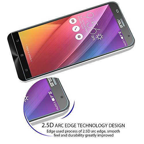 ZenFone-2-Screen-Protector-PLESON-Anti-Scratch-ASUS-ZenFone-2-55-inch-Tempered-Glass-Premium-03mm-25D-Rounded-Edge-9H-Bubble-Free-No-Rainbow-Screen-Shatterproof-Anti-fingerprint-Water-Oil-Resistant-Ea-0-3
