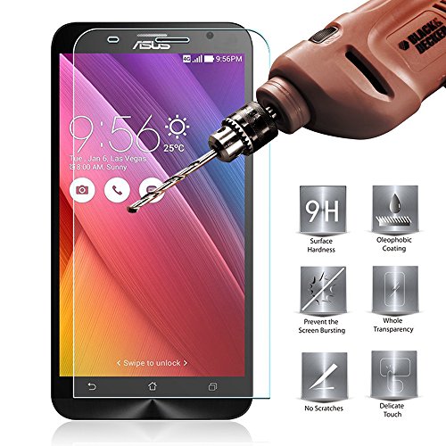 ZenFone-2-Screen-Protector-PLESON-Anti-Scratch-ASUS-ZenFone-2-55-inch-Tempered-Glass-Premium-03mm-25D-Rounded-Edge-9H-Bubble-Free-No-Rainbow-Screen-Shatterproof-Anti-fingerprint-Water-Oil-Resistant-Ea-0