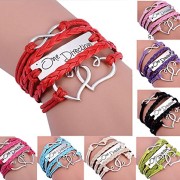8-Pcs-Christmas-Gift-Antique-Infinity-Leather-Rope-Bracelet-One-Direction-Double-Heart-0